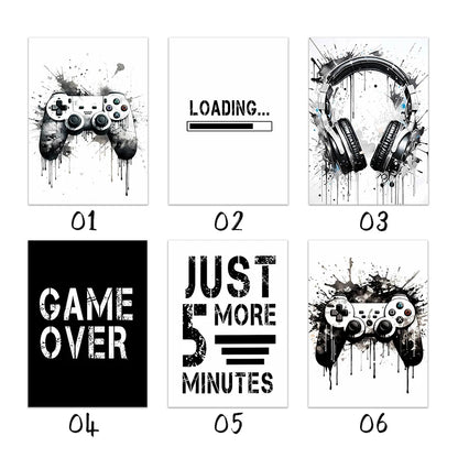 Wall Art Posters and Prints Canvas Black White Decor Gaming