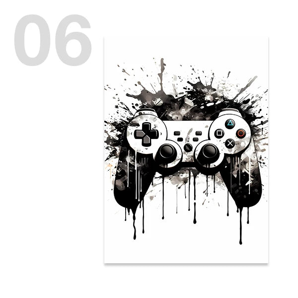 Wall Art Posters and Prints Canvas Black White Decor Gaming